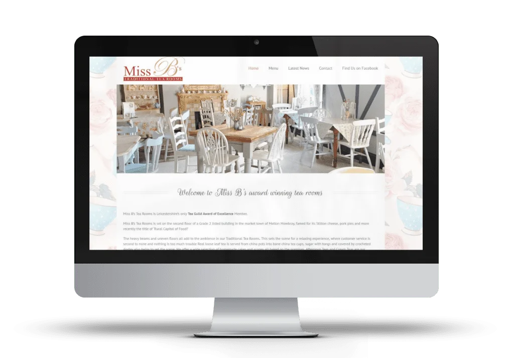 Miss B's Tearooms website home page