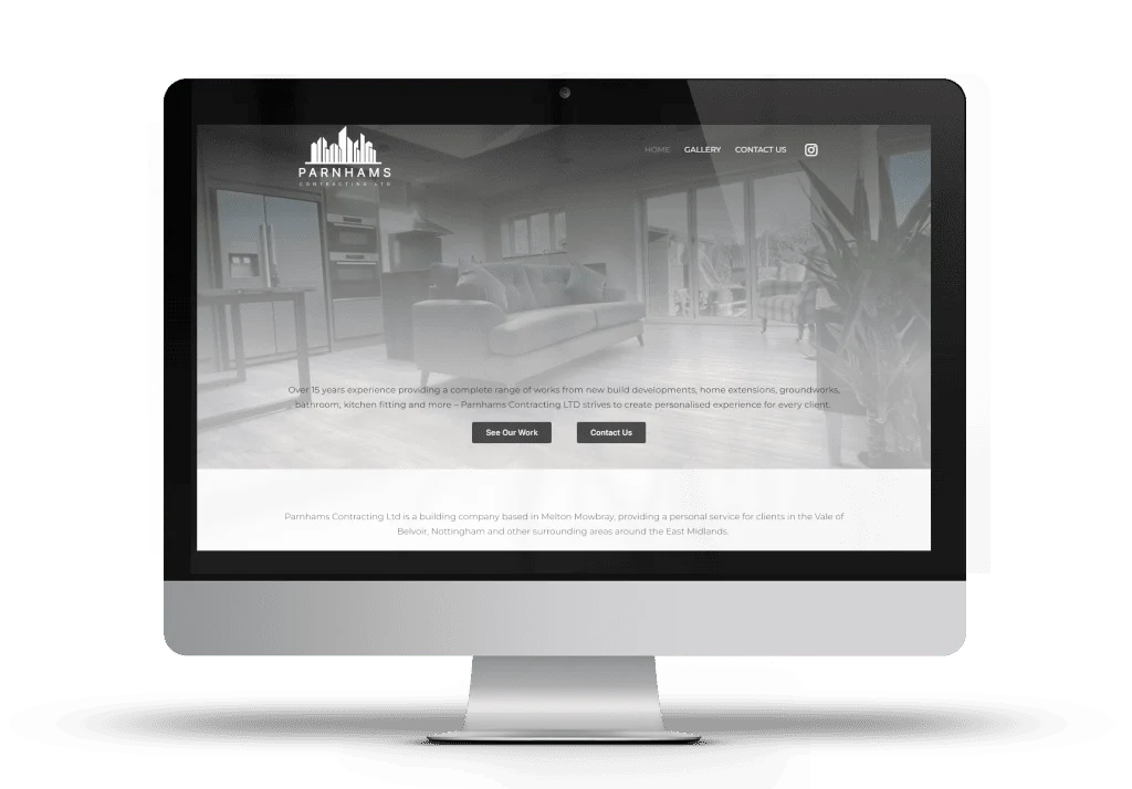 Alternate home page view of Parnhams website