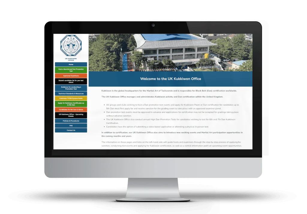 Alternative view of the UK Kukkiwon Website home page